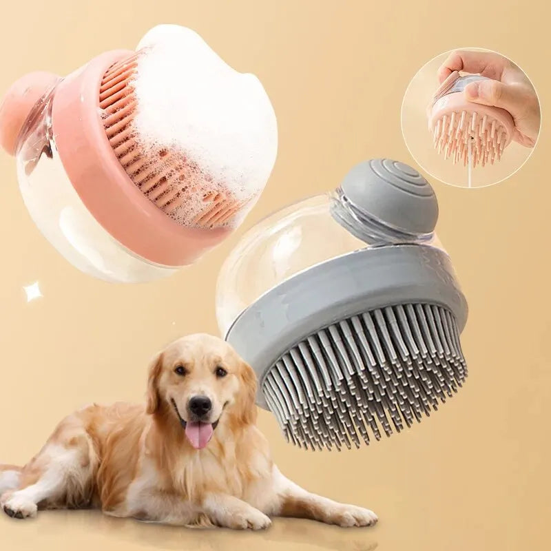 Pet Bath Soft Silicone Brush with Shampoo Dispenser