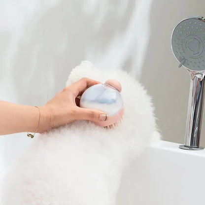 Pet Bath Soft Silicone Brush with Shampoo Dispenser