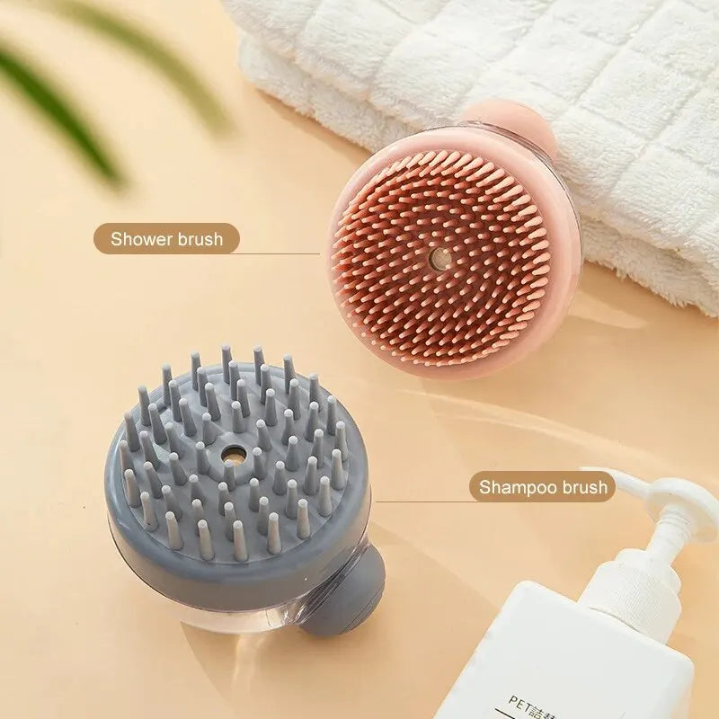 Pet Bath Soft Silicone Brush with Shampoo Dispenser